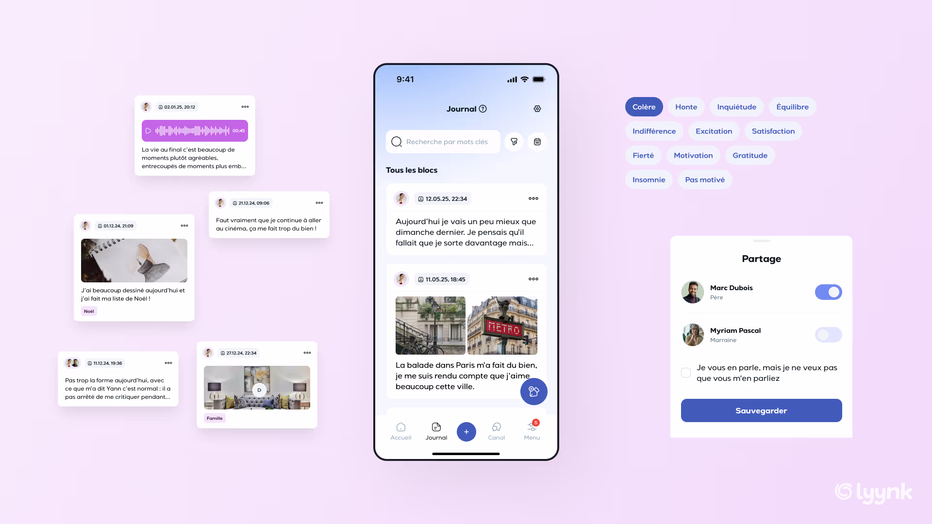 Journal screen mockup